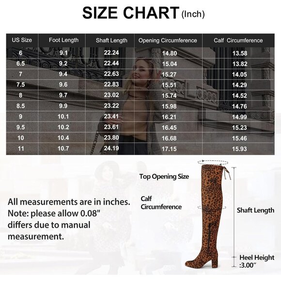 Women's Leopard Suede Inner Zipper Thigh High Over The Knee High Heel Boots - Picture 4 of 7
